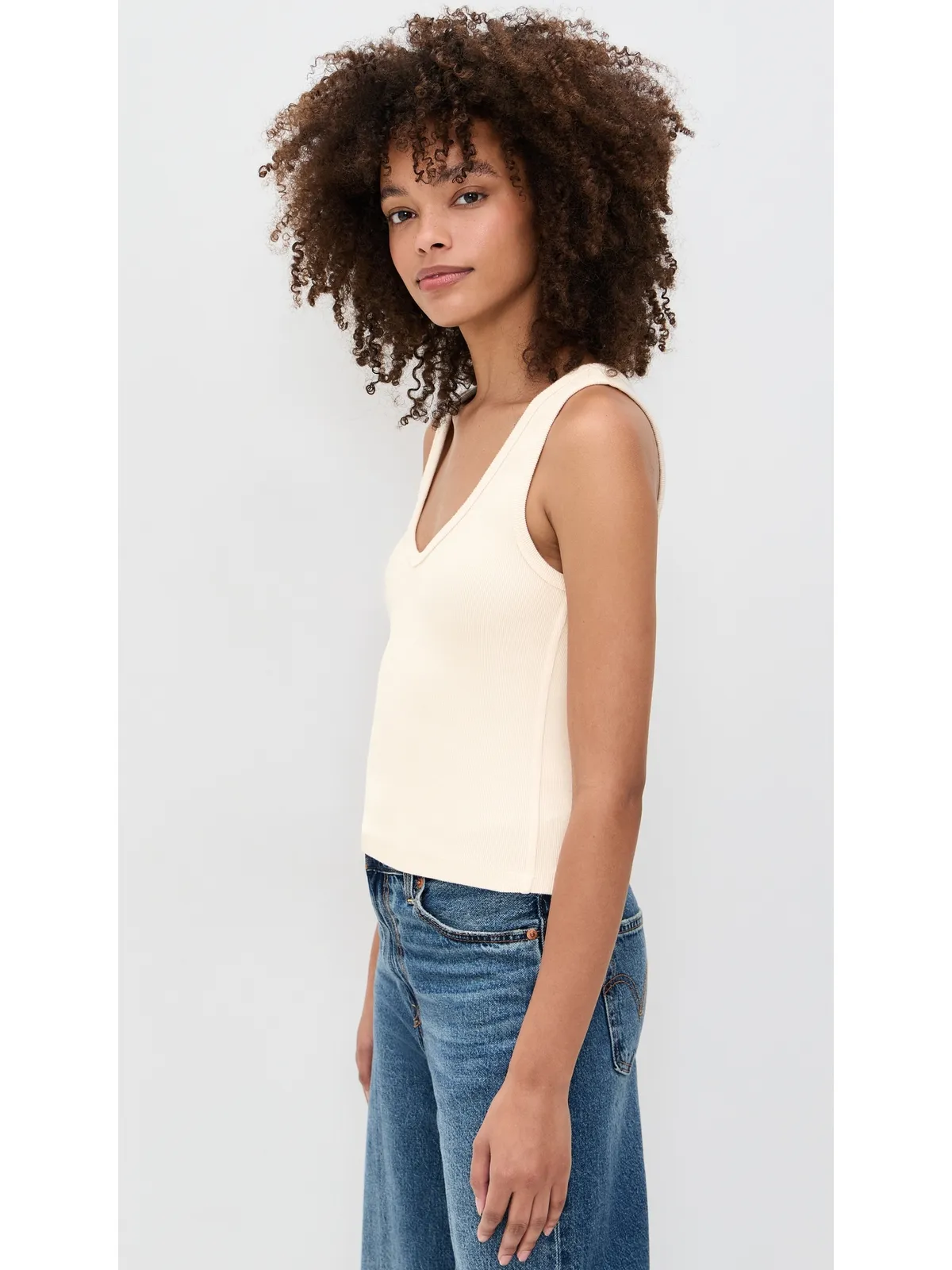 perfectwhitetee ストラクチャードリブVネックタンクトップ - 画像4