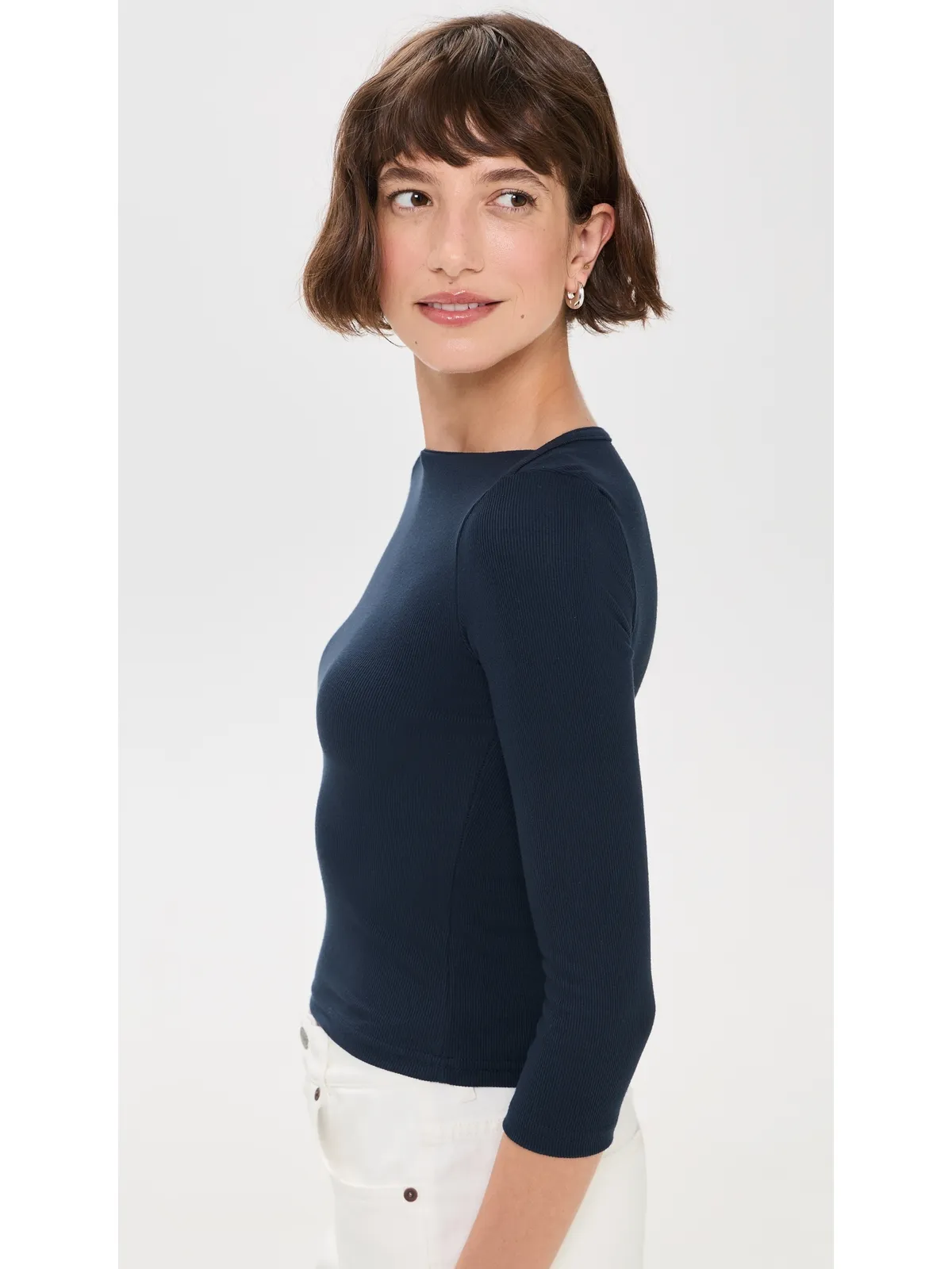 perfectwhitetee ハーロー ヴィスコースリブ ティー ネイビー - 画像4