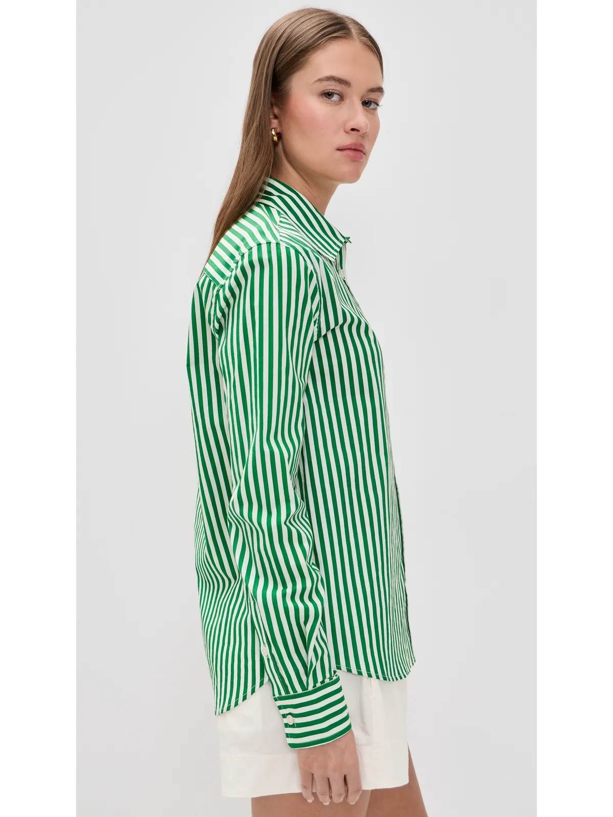 perfectwhitetee ジゼル コットンポプリン スリムフィット ボタンダウン グラスストライプ - 画像4