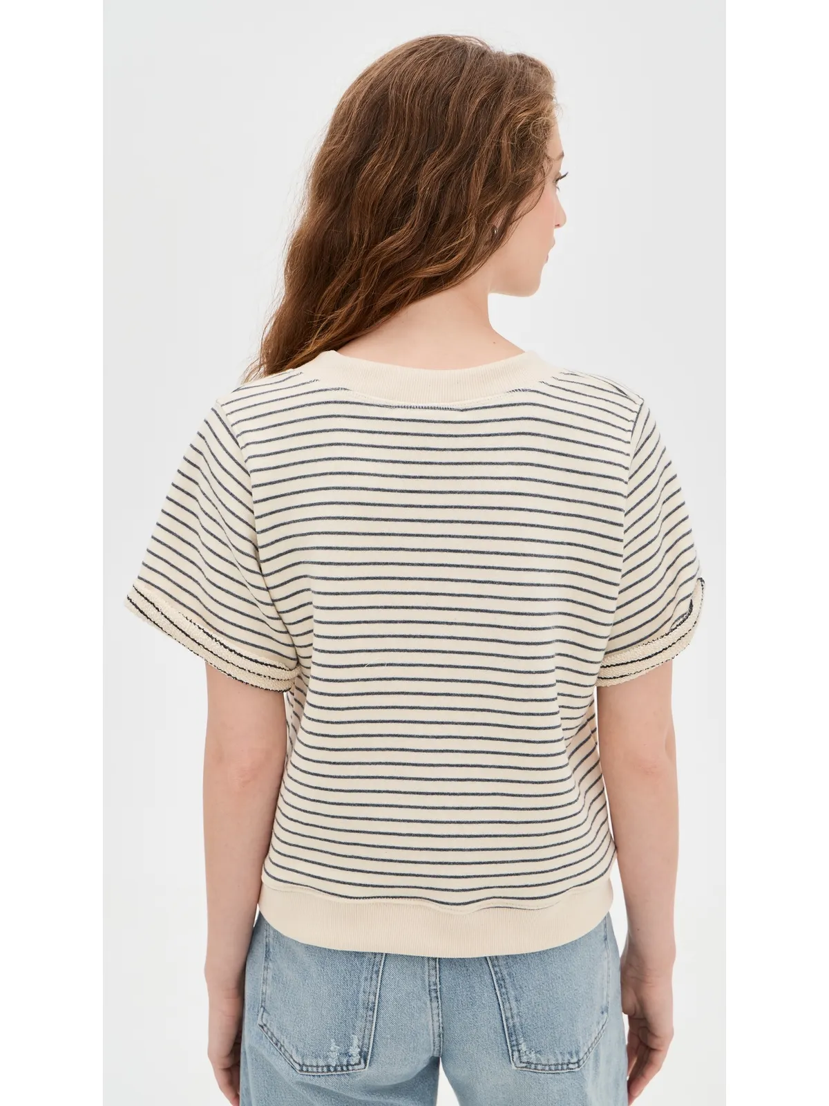 perfectwhitetee フレンチテリー ストライプ Vネック 半袖スウェット - 画像4