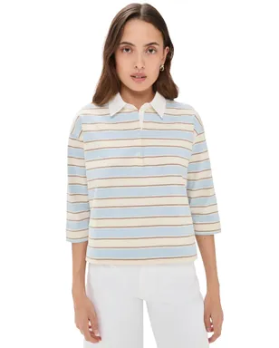 perfectwhitetee ダリア コットン ラグビーシャツ パウダーブルー ストライプ - サムネイル1