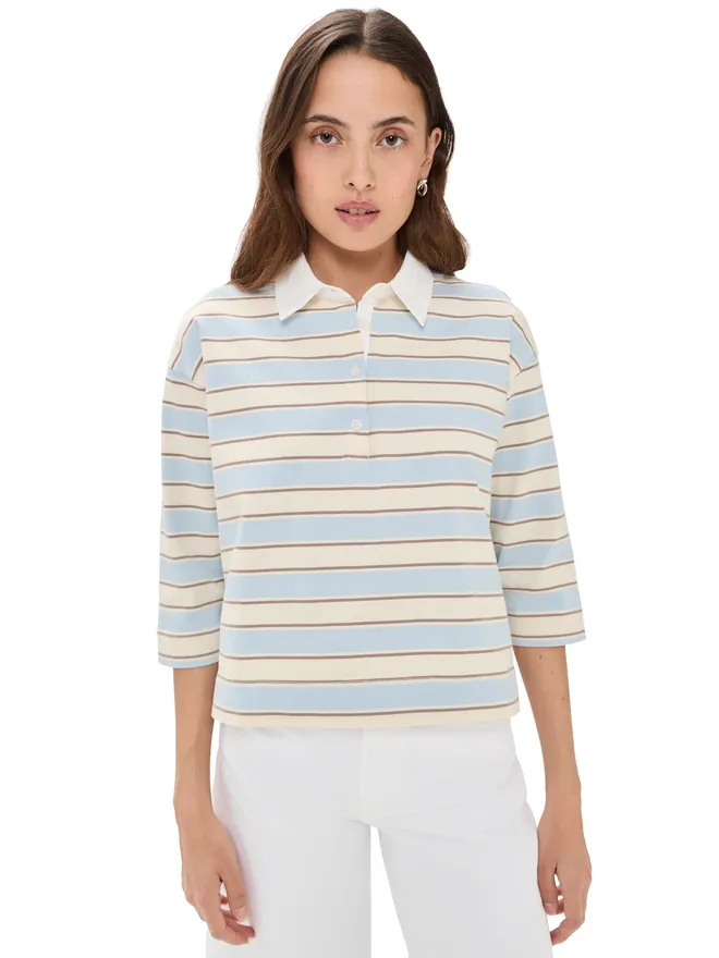 perfectwhitetee perfectwhitetee ダリア コットン ラグビーシャツ パウダーブルー ストライプの商品画像