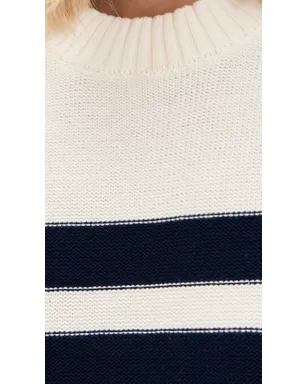 perfectwhitetee ジンジャー オーバーサイズ クルーネック セーター ネイビー/シュガーストライプ - サムネイル6