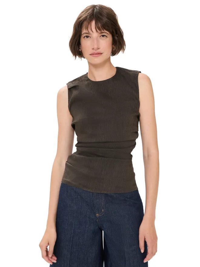 Proenza Schouler White Label Proenza Schouler White Label アノウシュカ トップ リネン スラブ コーヒー色の商品画像