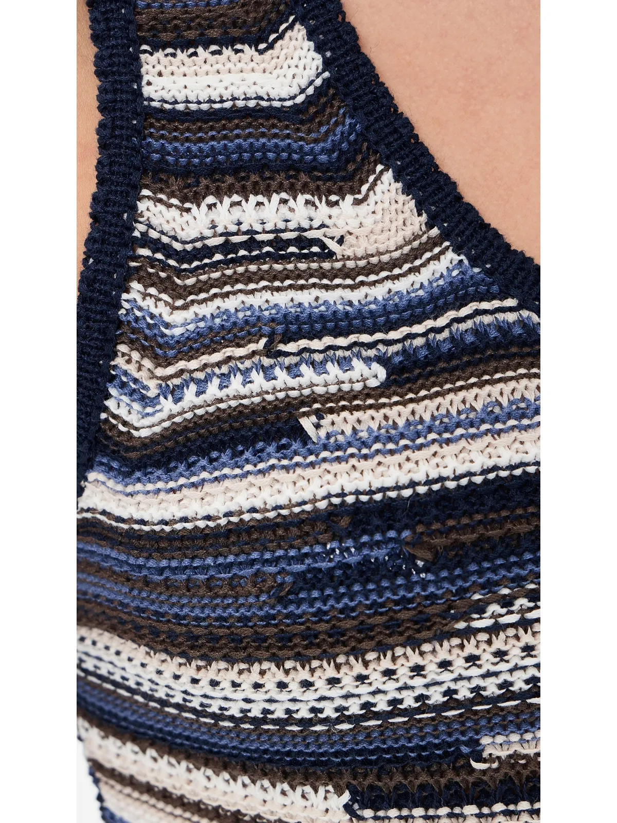 Proenza Schouler White Label ジナ ニットドレス リネン ドライリブ ネイビー/マルチ - 画像6