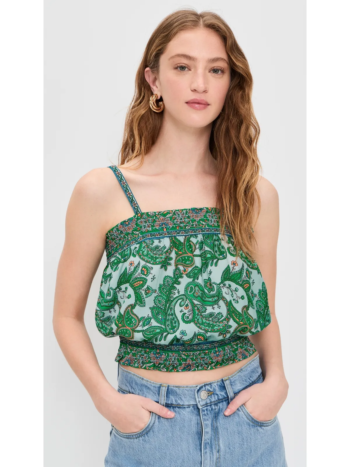 Ramy Brook Miley Top ブライトパームパッチワーク - 画像2