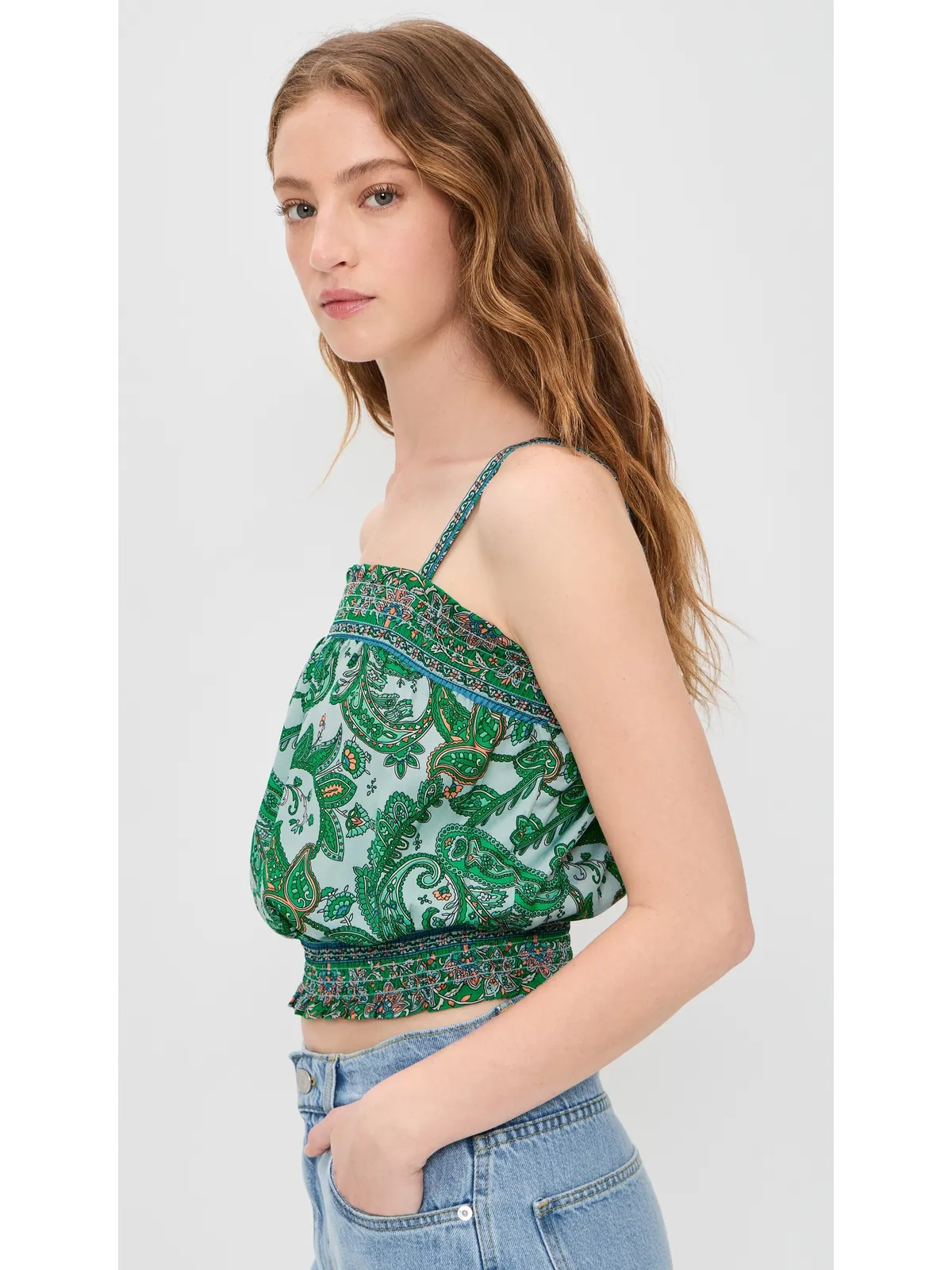 Ramy Brook Miley Top ブライトパームパッチワーク - 画像4