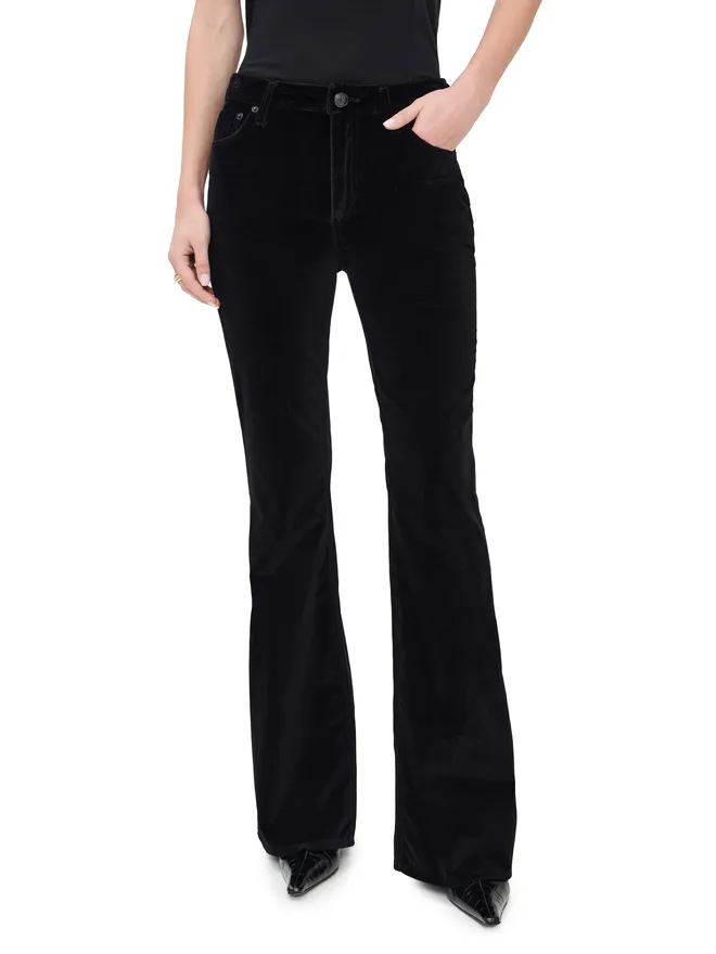 Rag & Bone rag & bone Dahlia Velvet フルフレアパンツ ブラックベルベット 25の商品画像