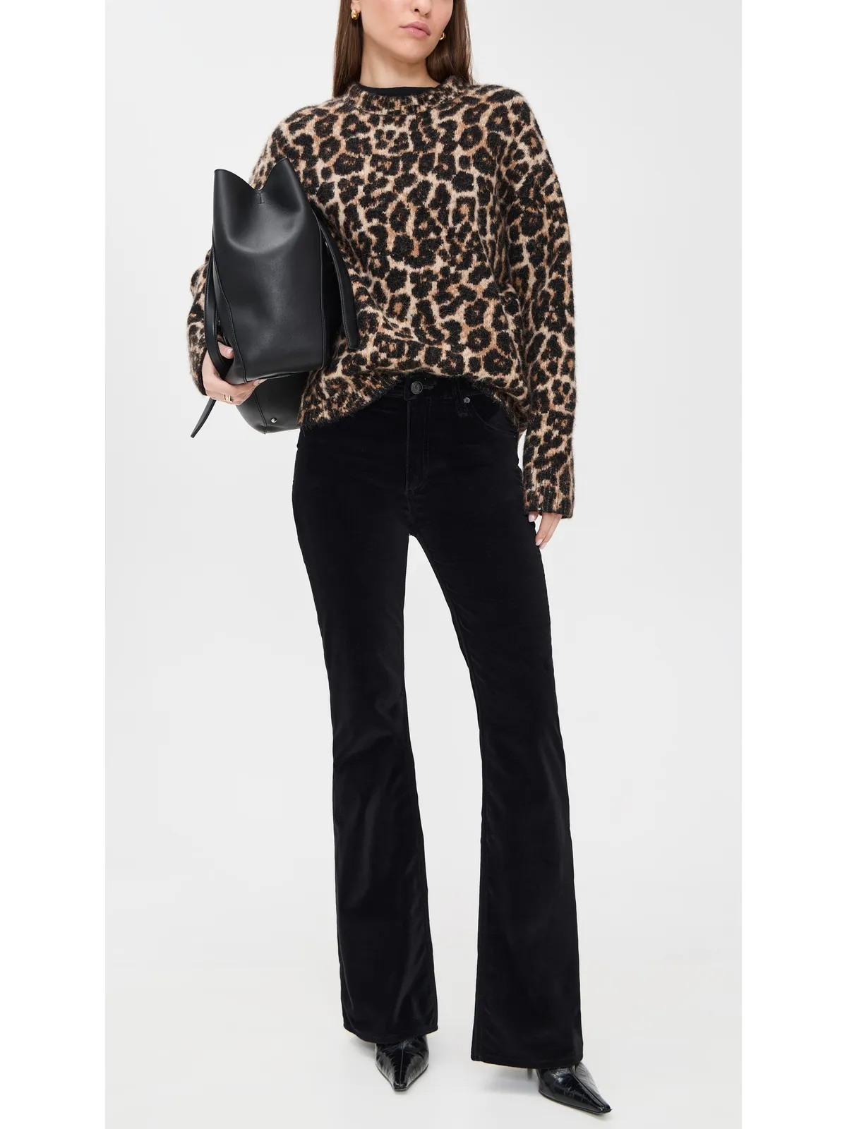 rag & bone Dahlia Velvet フルフレアパンツ ブラックベルベット 25 - 画像5