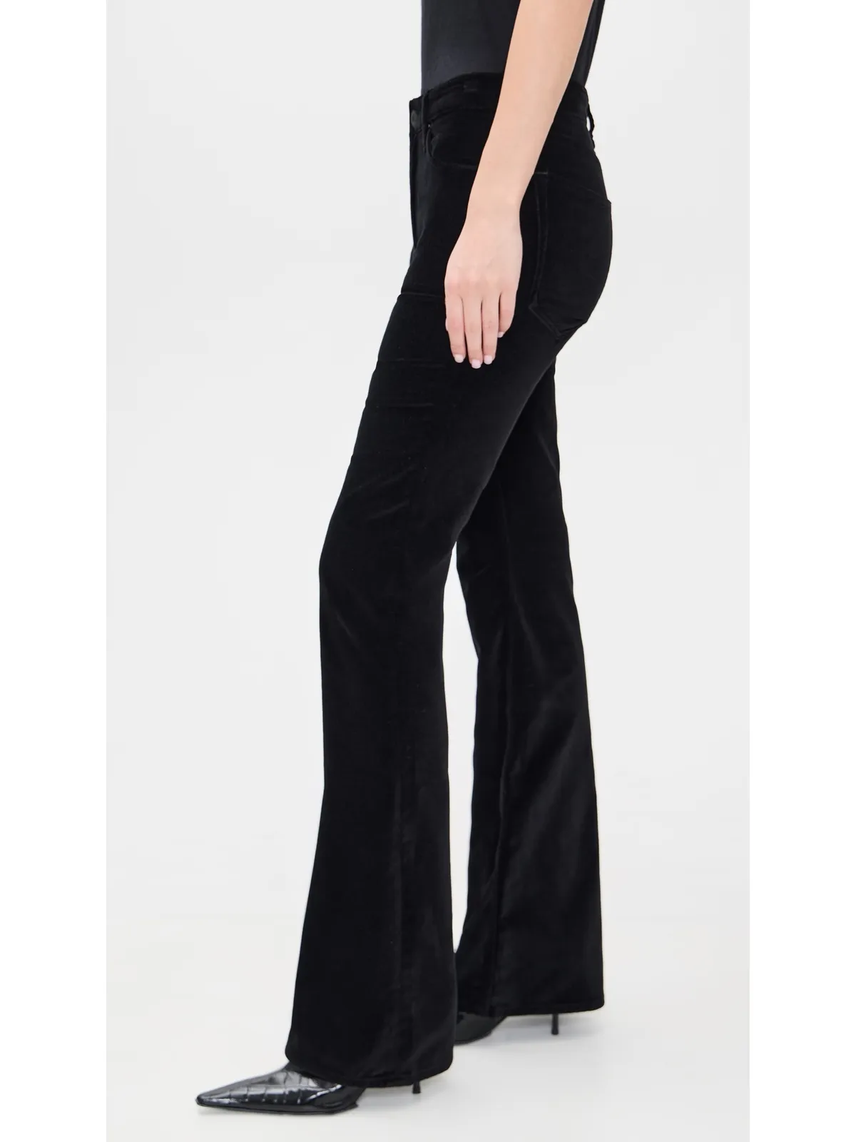 rag & bone Dahlia Velvet フルフレアパンツ ブラックベルベット 25 - 画像4