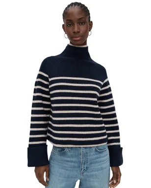 rag & bone Ilaria ストライプ タートルネック ネイビー M - サムネイル1