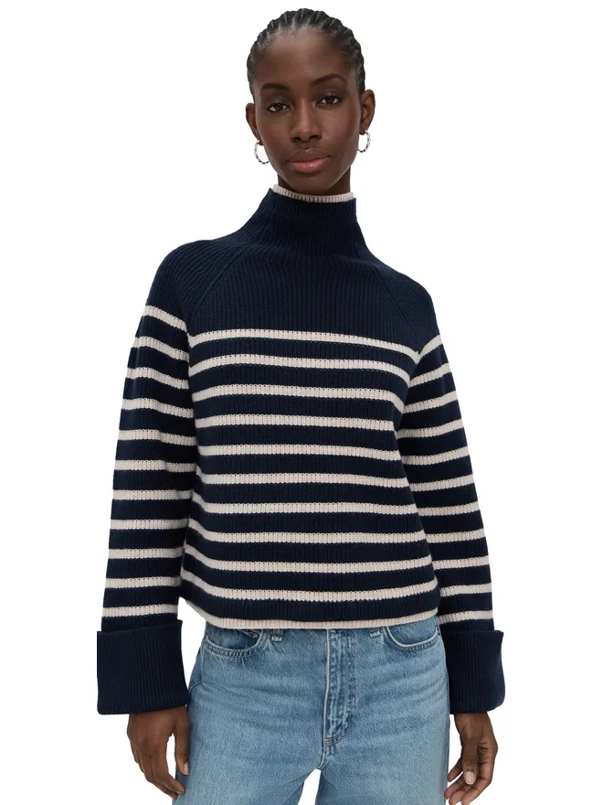 Rag & Bone rag & bone Ilaria ストライプ タートルネック ネイビー Mの商品画像