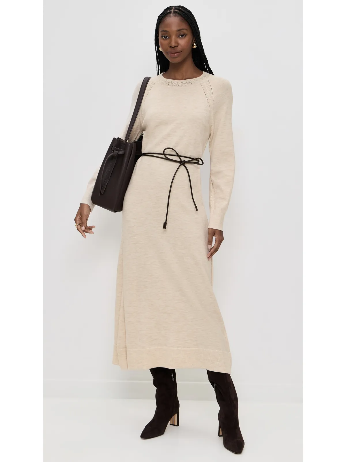 rag & bone ローレン ロング ベルト付きドレス アイボリー - 画像5