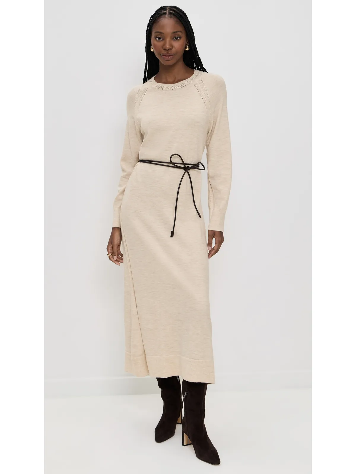 rag & bone ローレン ロング ベルト付きドレス アイボリー - 画像2