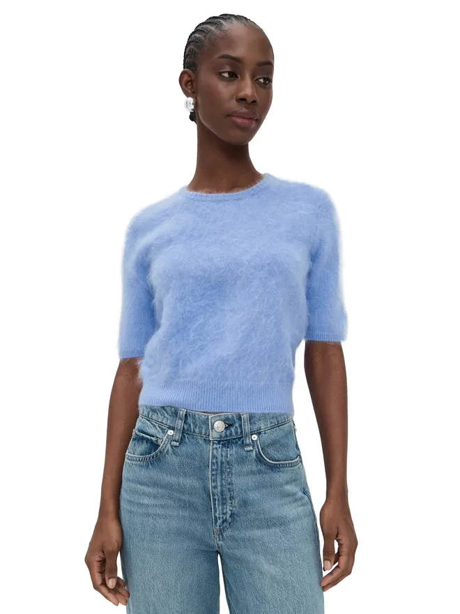 Rag & Bone rag & bone Jada 起毛カシミヤ 半袖 クルーネック プルオーバー ライトブルーの商品画像