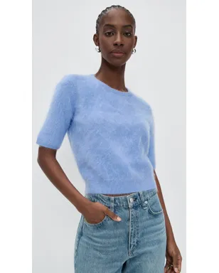 rag & bone Jada 起毛カシミヤ 半袖 クルーネック プルオーバー ライトブルー - サムネイル2