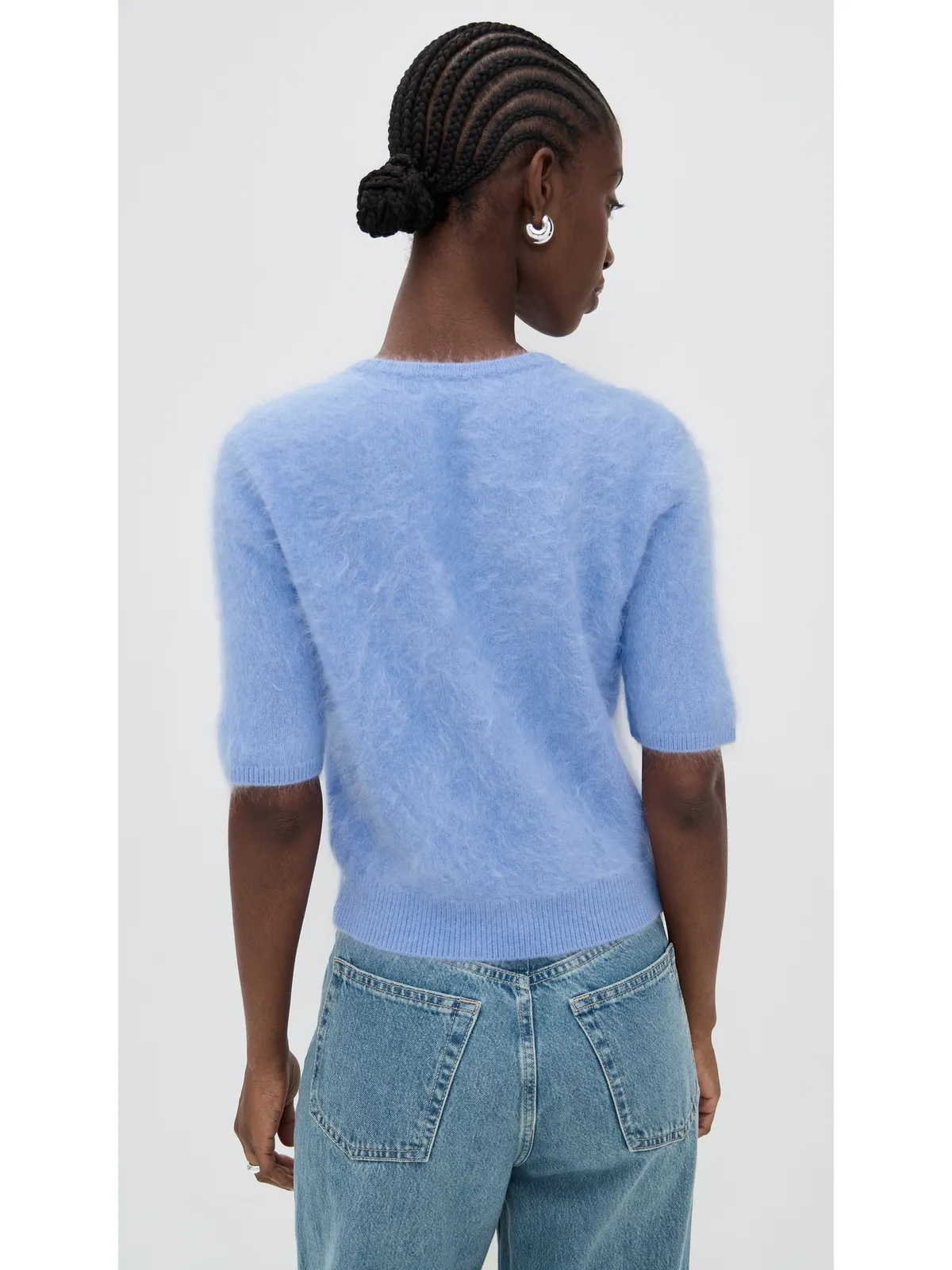 rag & bone Jada 起毛カシミヤ 半袖 クルーネック プルオーバー ライトブルー - 画像3