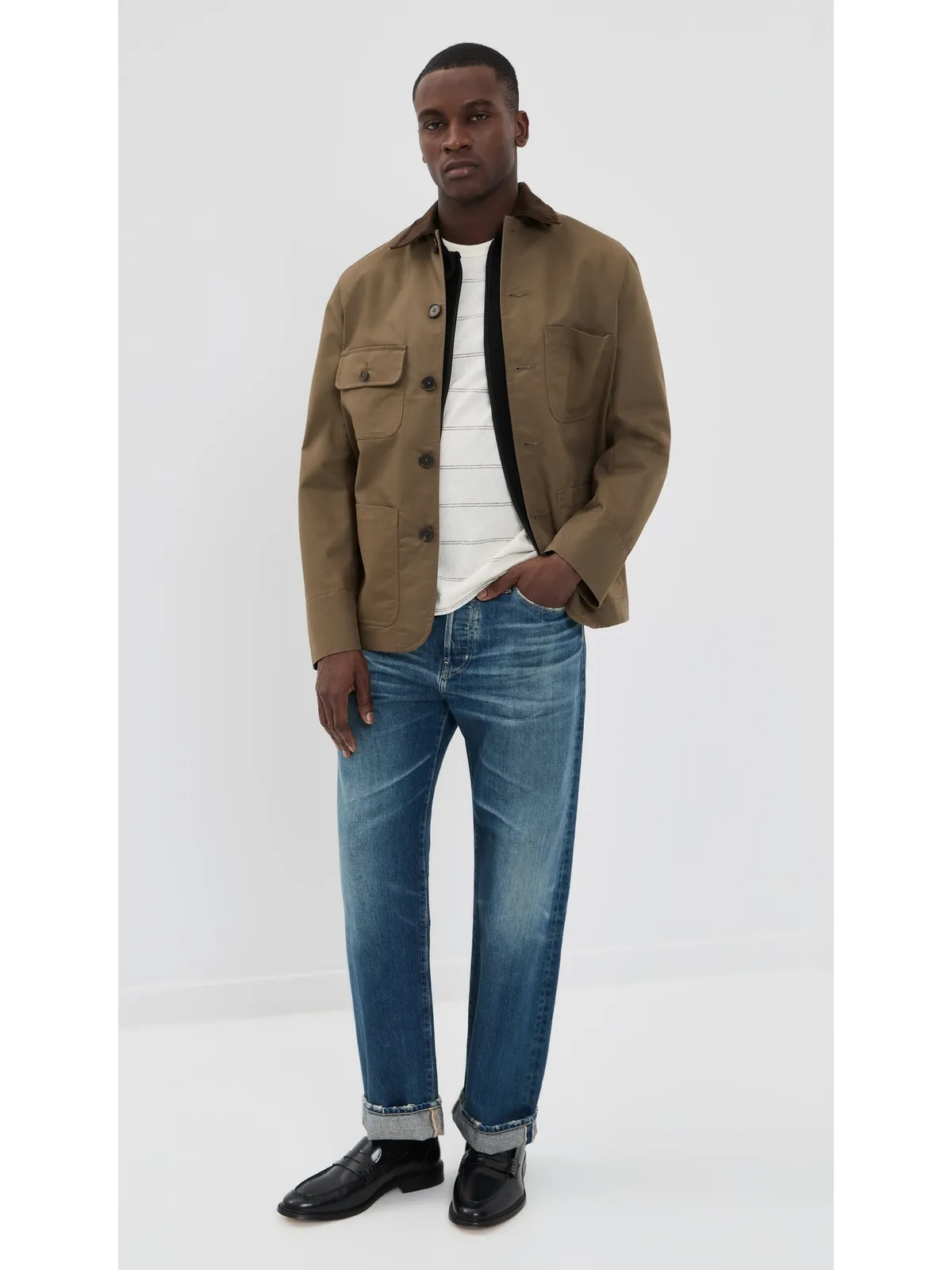 rag & bone ヘンプストライプ クラシックTシャツ ホワイト - 画像5