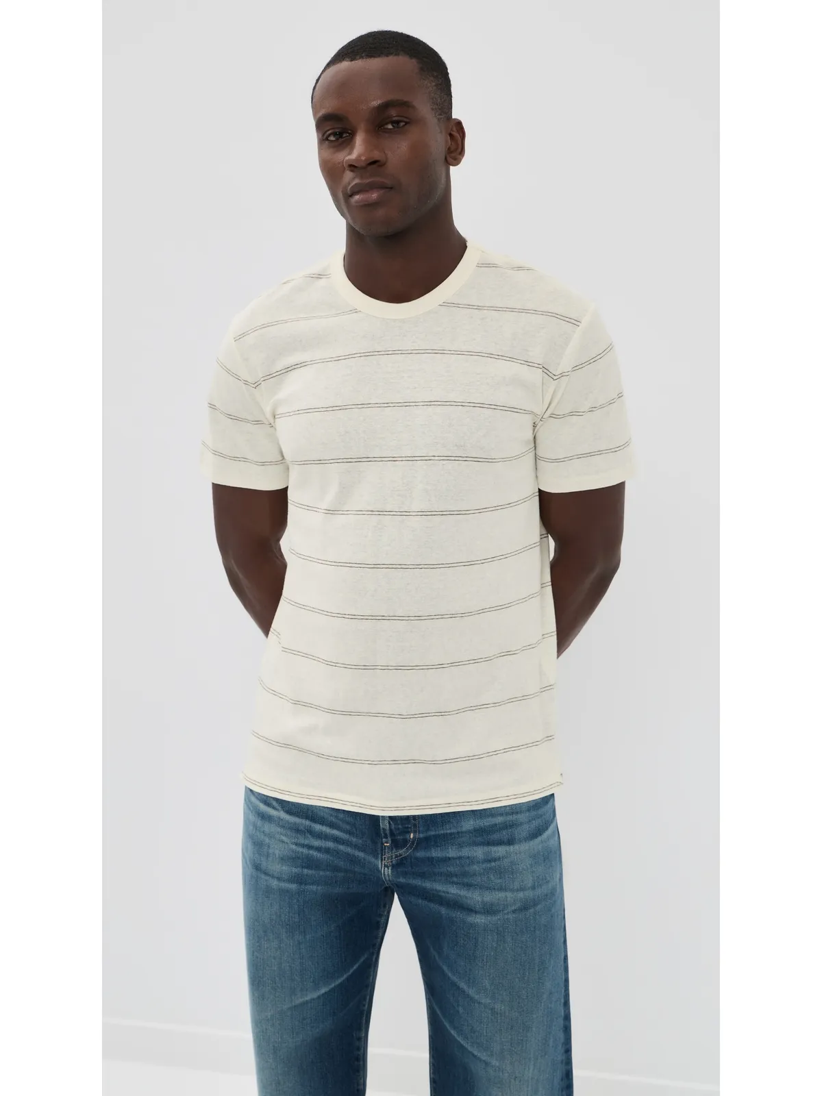 rag & bone ヘンプストライプ クラシックTシャツ ホワイト - 画像2