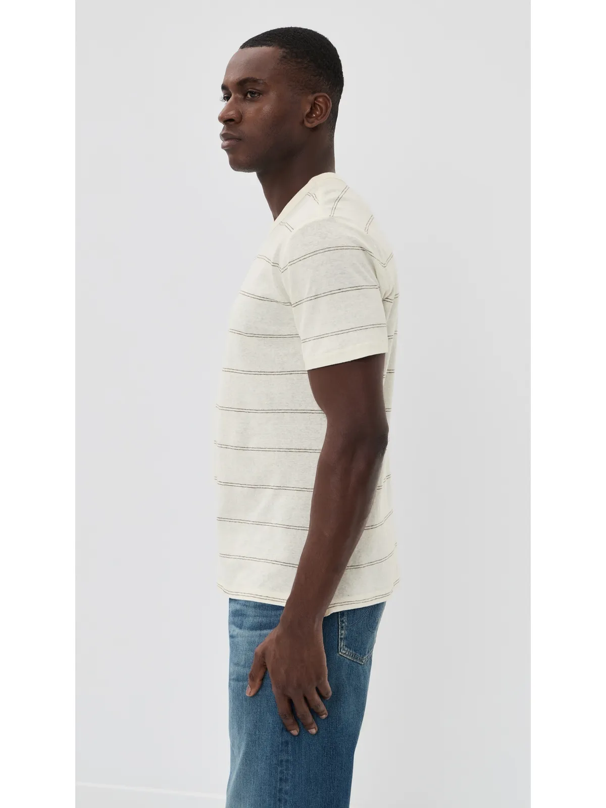 rag & bone ヘンプストライプ クラシックTシャツ ホワイト - 画像4