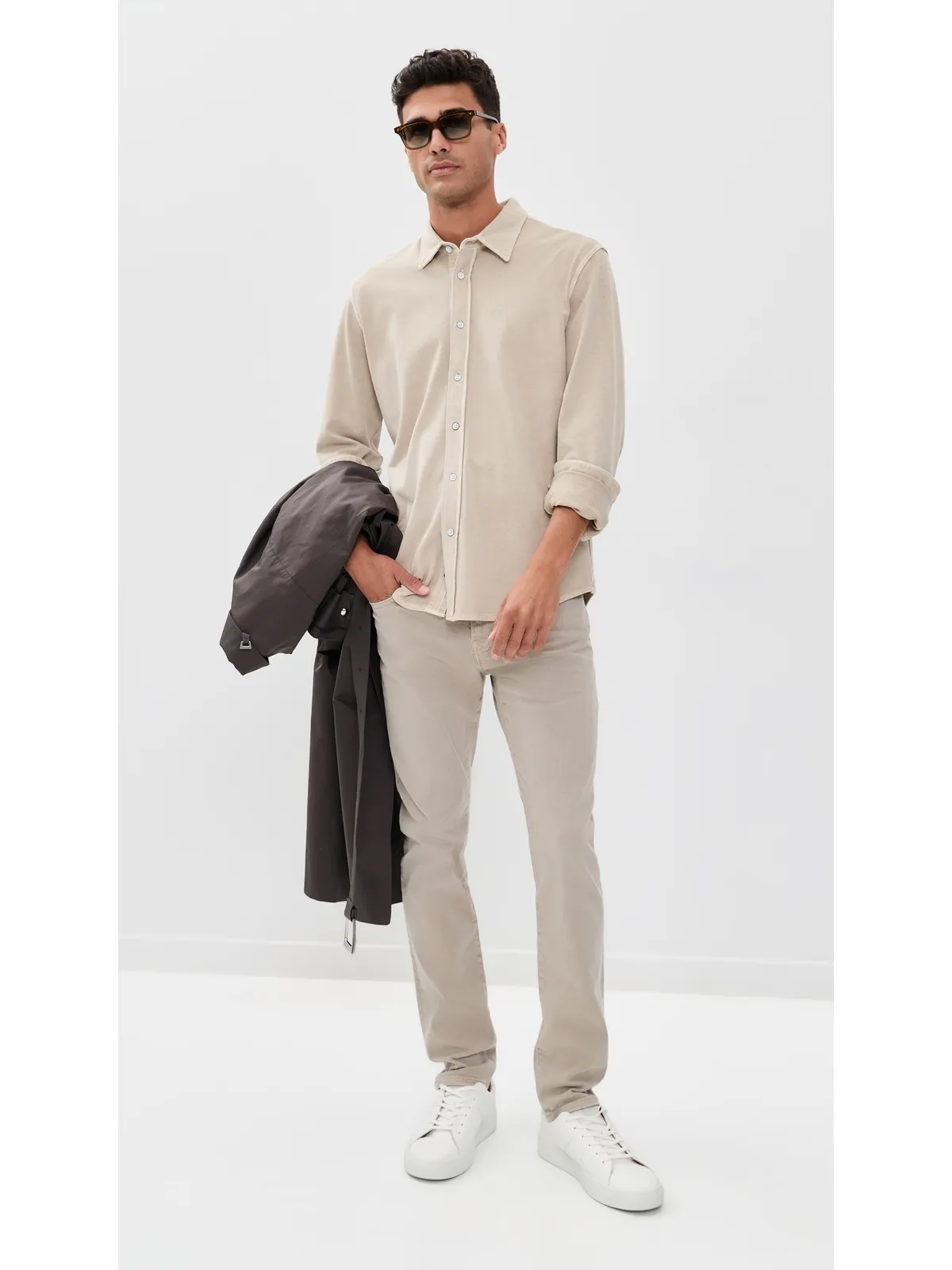 rag & bone ガーメントダイオックスフォードシャツ タウペ - 画像5