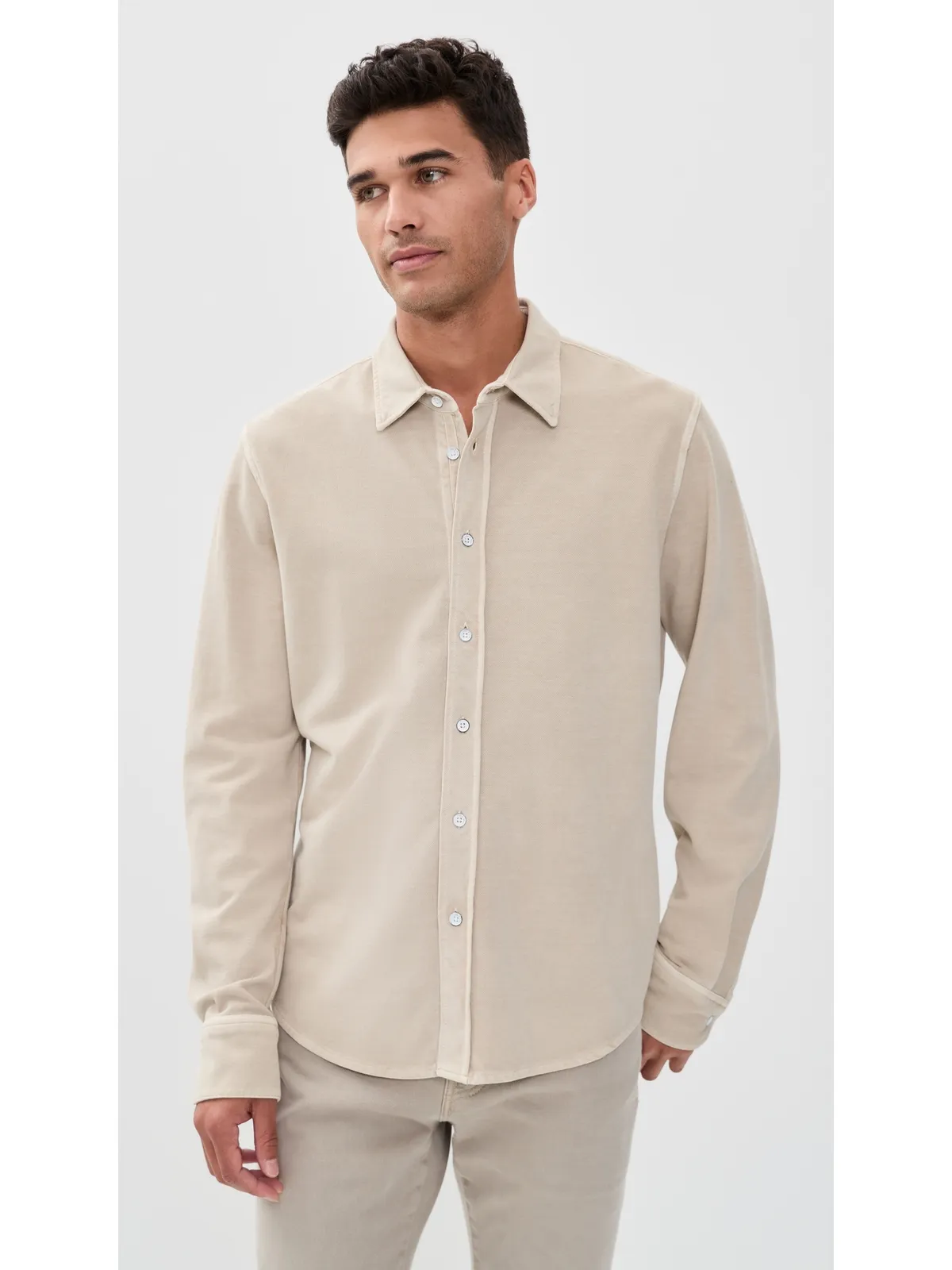 rag & bone ガーメントダイオックスフォードシャツ タウペ - 画像2