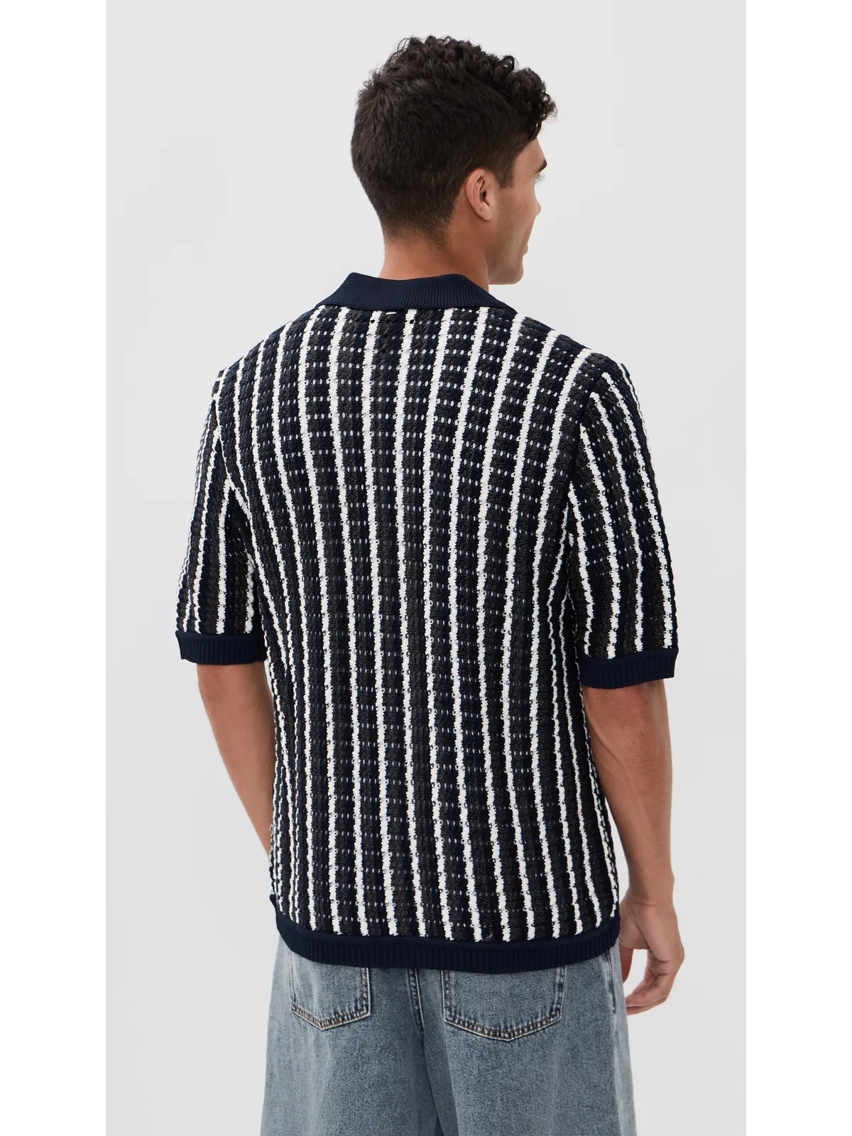 rag & bone ダルトン 半袖 クロシェ シャツ Navml - 画像3