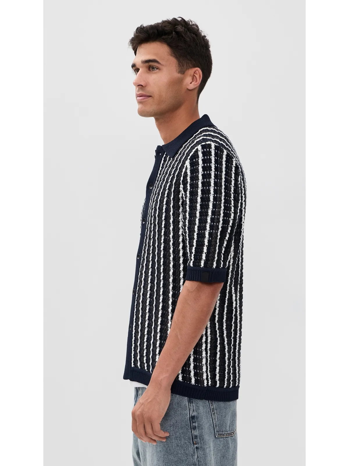 rag & bone ダルトン 半袖 クロシェ シャツ Navml - 画像4