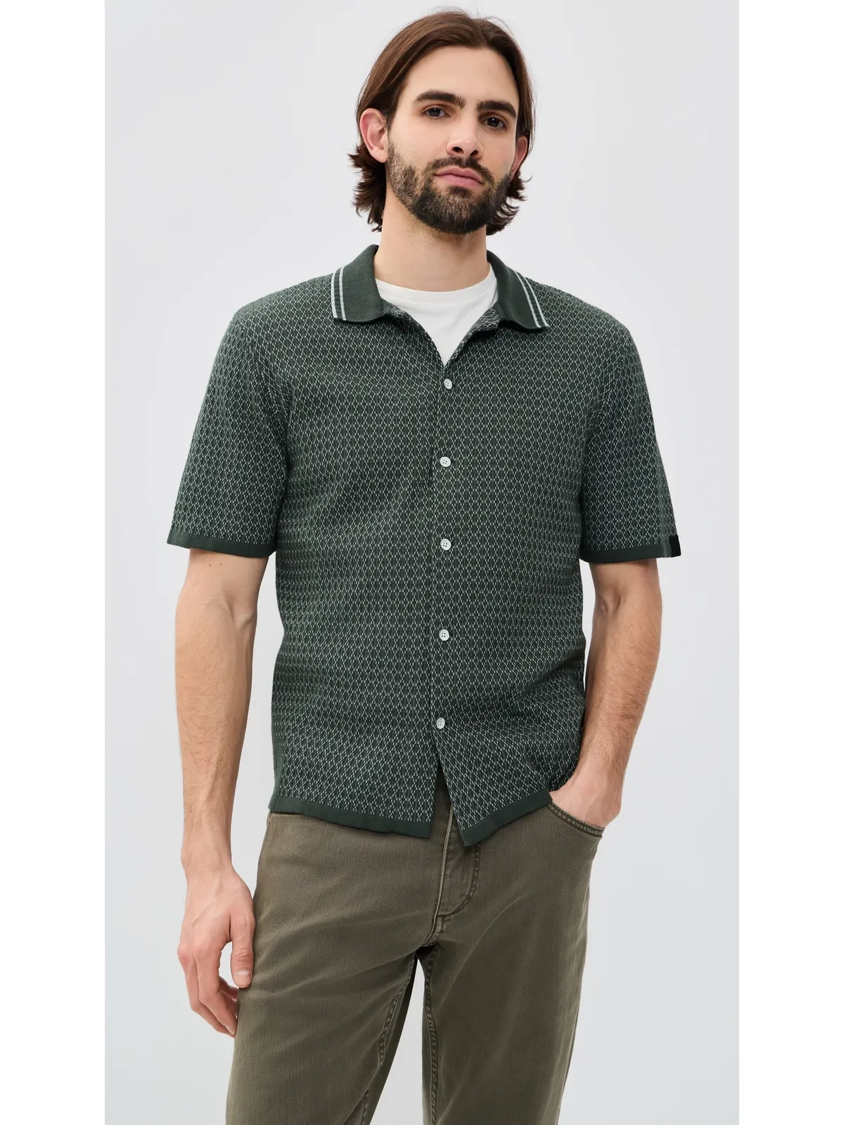rag & bone Harvey クロスステッチ キャンプシャツ Chgr M - 画像2
