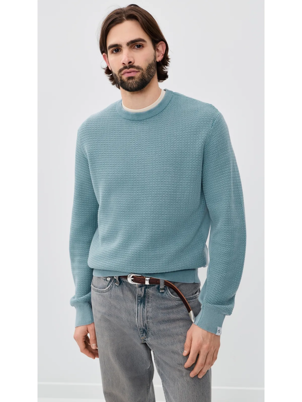 rag & bone Caden 洗い加工 クルーネック セーター Fogblカラー - 画像2