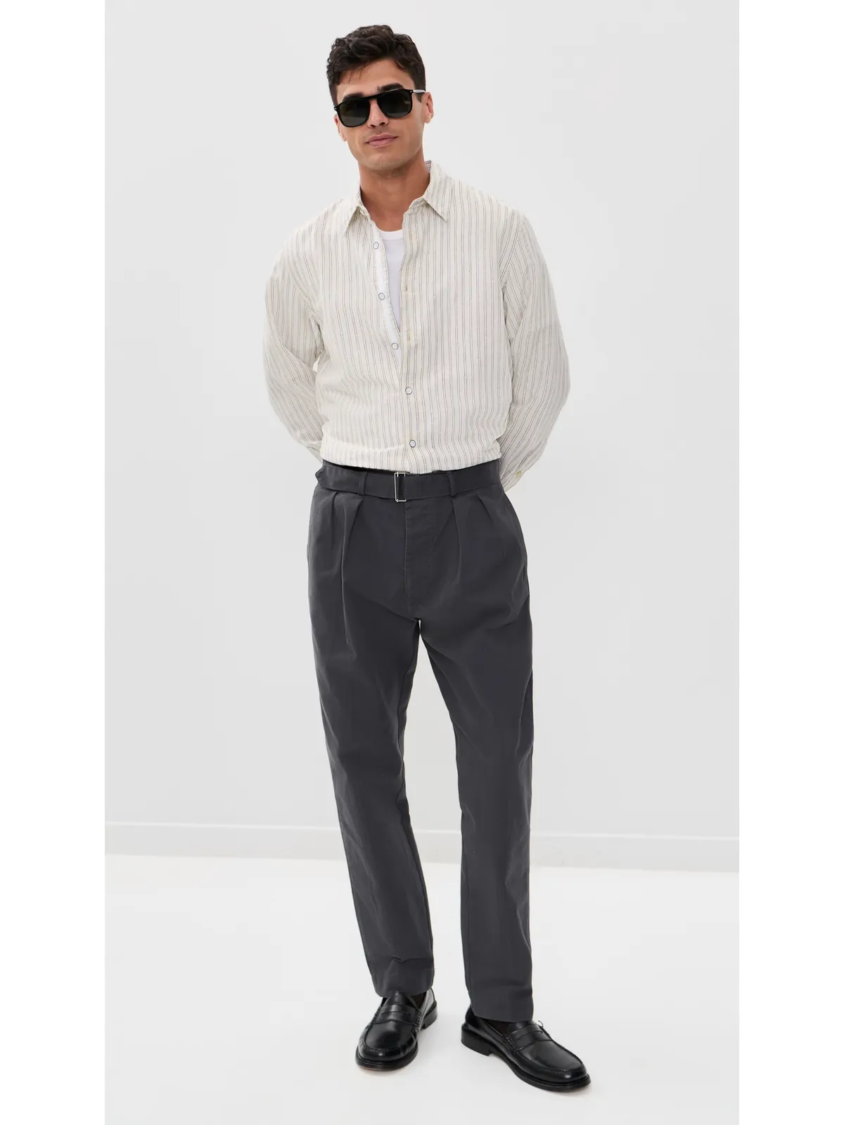 rag & bone Finch ロングスリーブ リネン ストライプ シャツ - 画像5