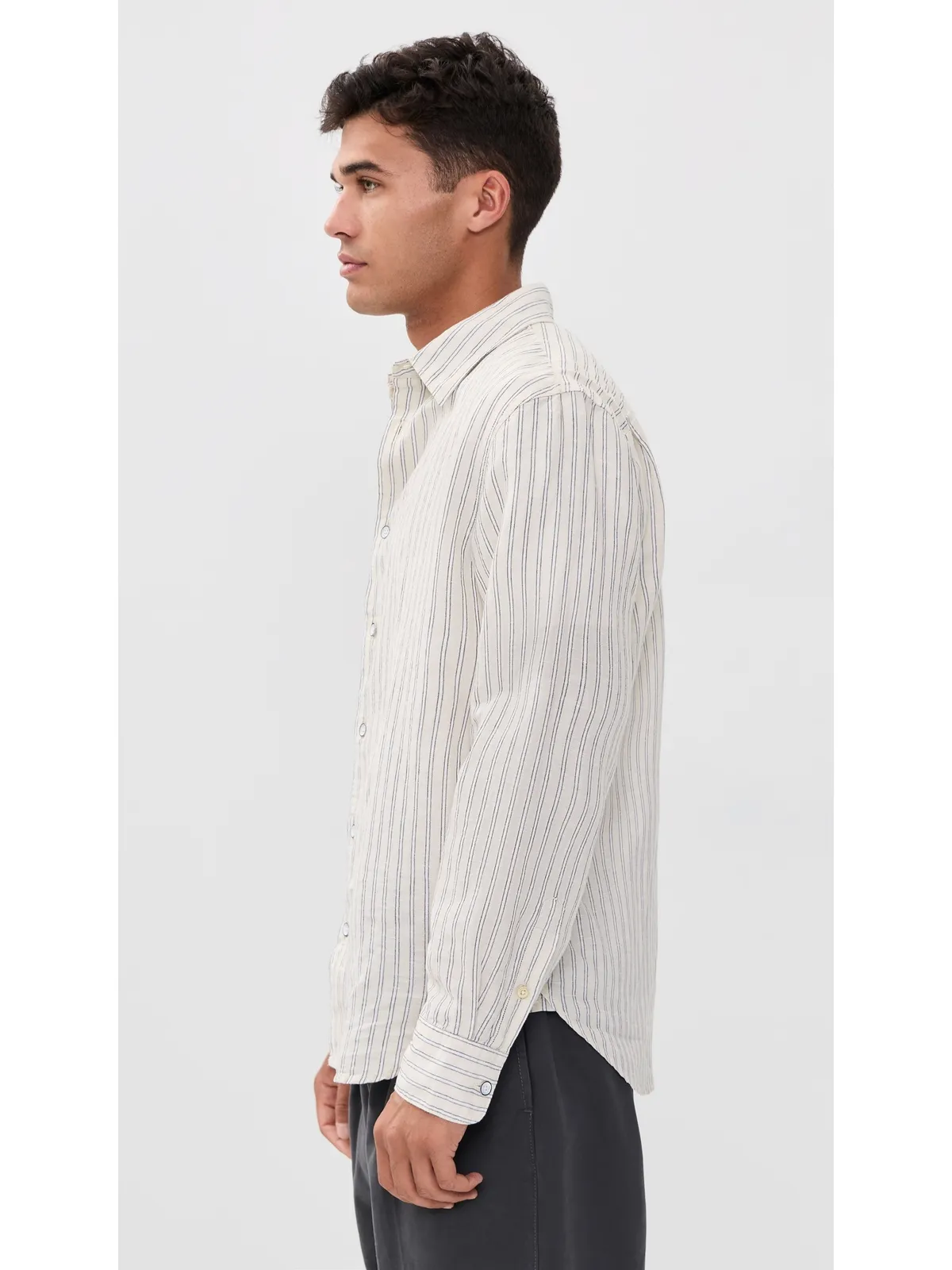 rag & bone Finch ロングスリーブ リネン ストライプ シャツ - 画像4