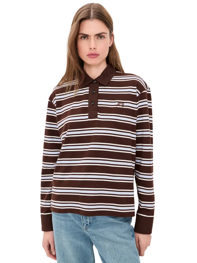 Rag & Bone rag & bone ストライプ ロングスリーブ ラグビーシャツ ブラウン Mの商品画像