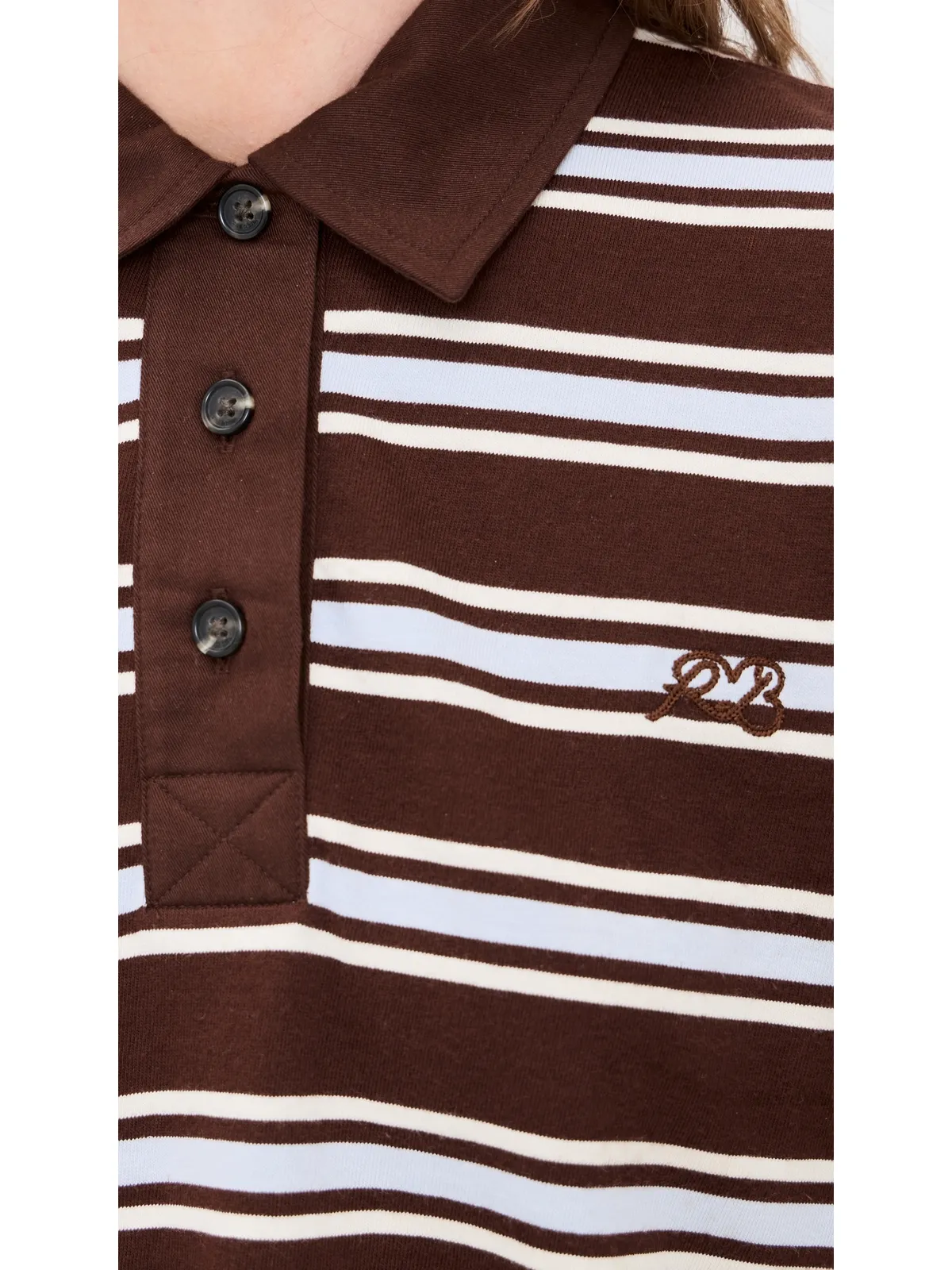rag & bone ストライプ ロングスリーブ ラグビーシャツ ブラウン M - 画像6