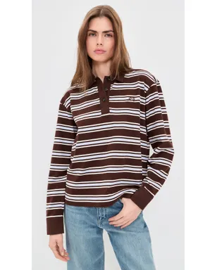 rag & bone ストライプ ロングスリーブ ラグビーシャツ ブラウン M - サムネイル2