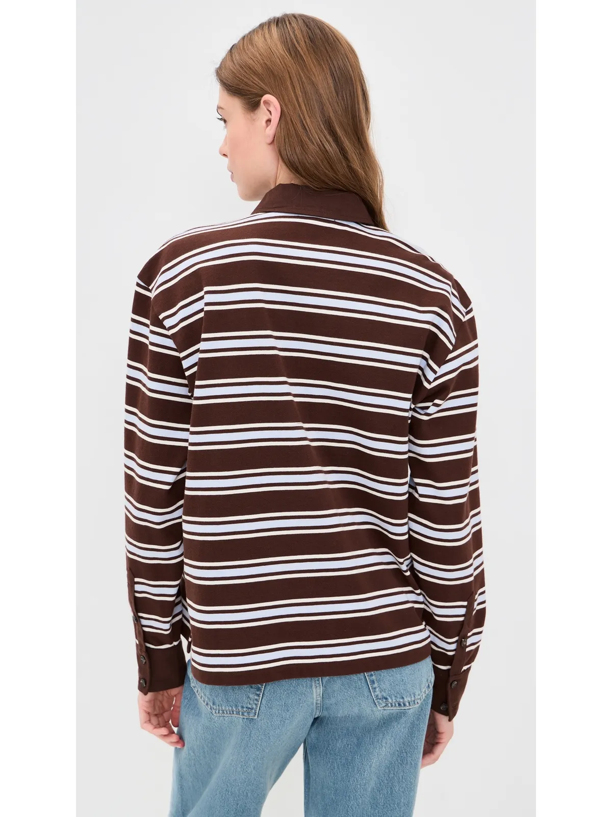 rag & bone ストライプ ロングスリーブ ラグビーシャツ ブラウン M - 画像3