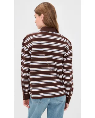 rag & bone ストライプ ロングスリーブ ラグビーシャツ ブラウン M - サムネイル3