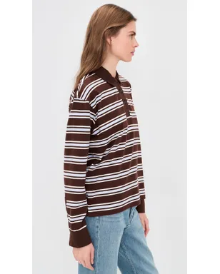rag & bone ストライプ ロングスリーブ ラグビーシャツ ブラウン M - サムネイル4