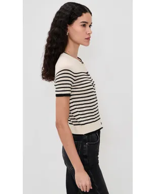 rag & bone Anne 半袖ストライプカーディガン アイボリー - サムネイル4