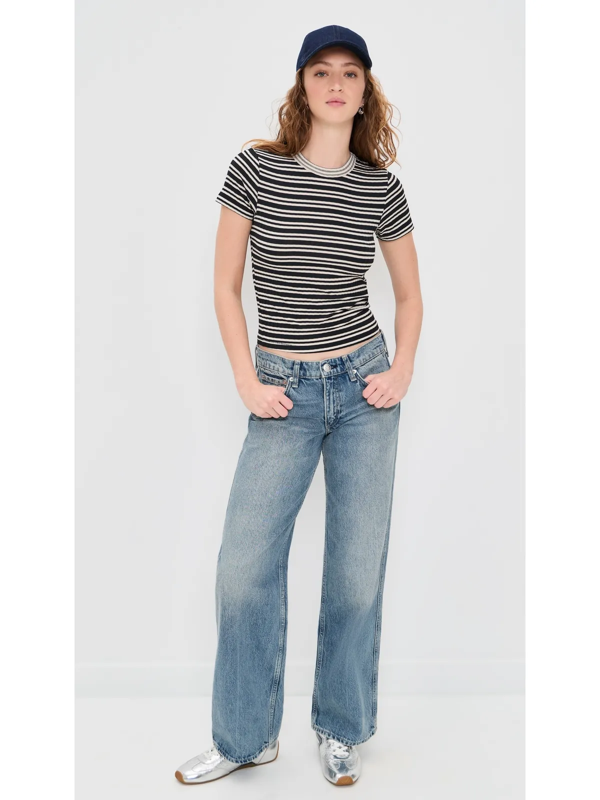 rag & bone ルカ ストライプ コントラストTシャツ Ivblkm - 画像6