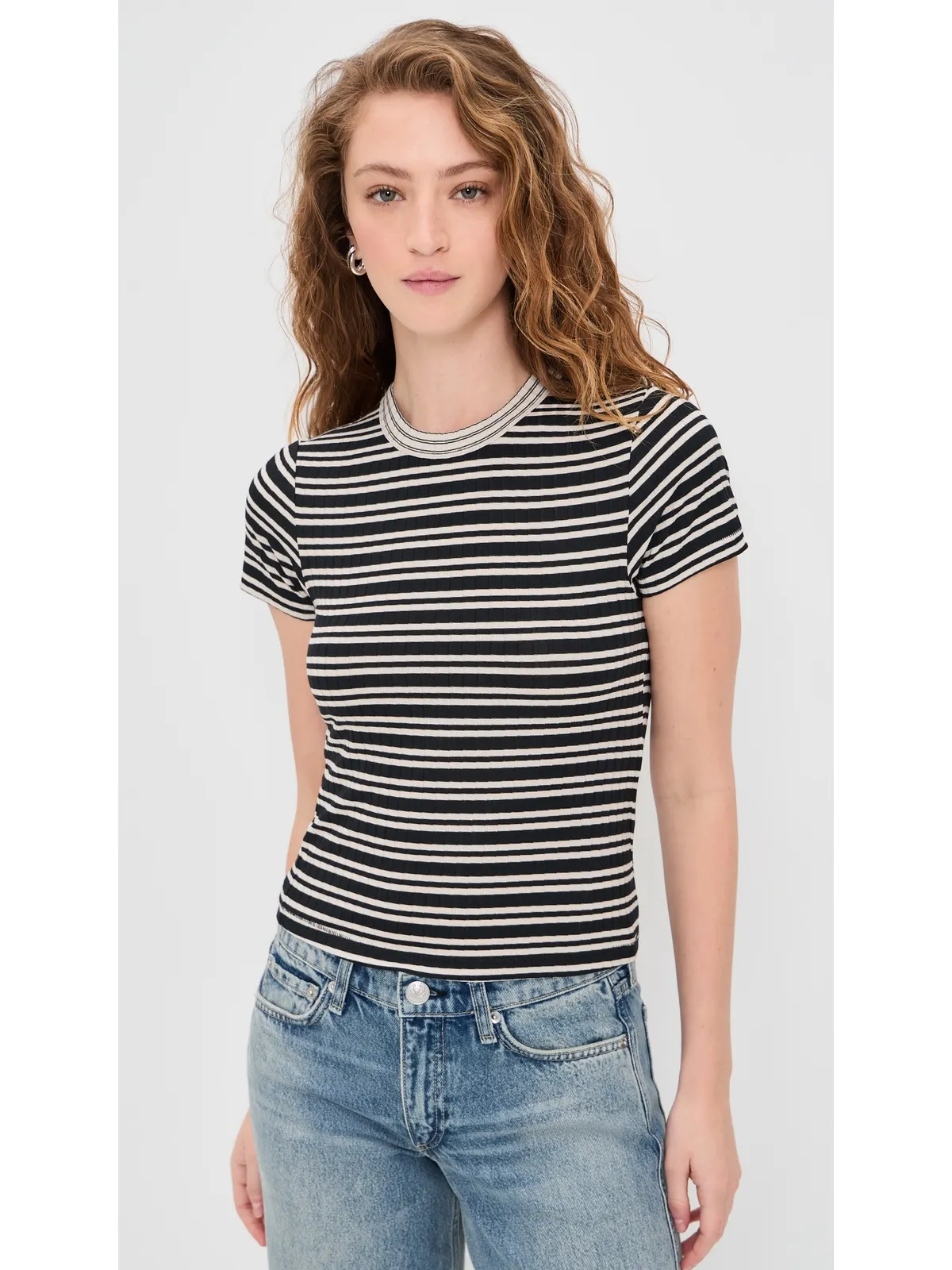rag & bone ルカ ストライプ コントラストTシャツ Ivblkm - 画像3