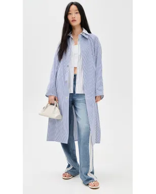 rag & bone ゲイル ストライプ ポプリン トレンチ ブルーストライプ M - サムネイル2