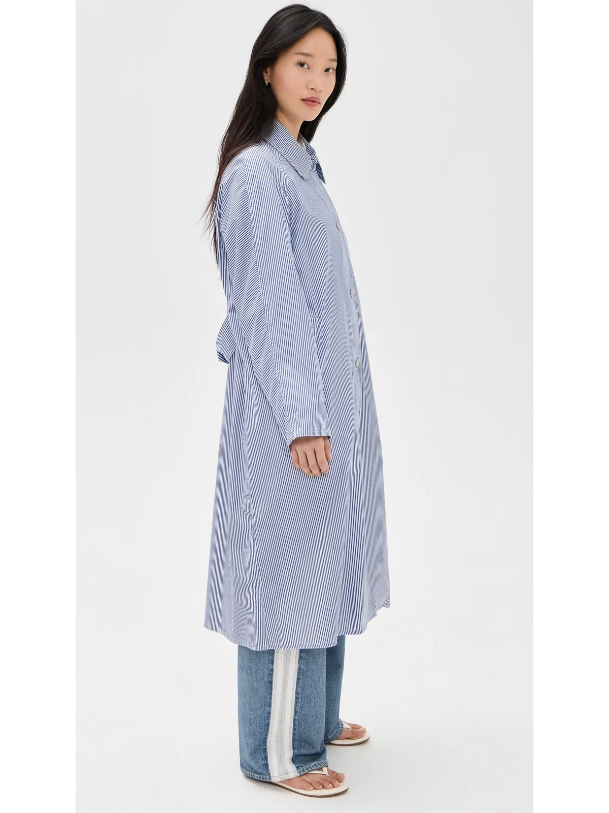 rag & bone ゲイル ストライプ ポプリン トレンチ ブルーストライプ M - 画像4