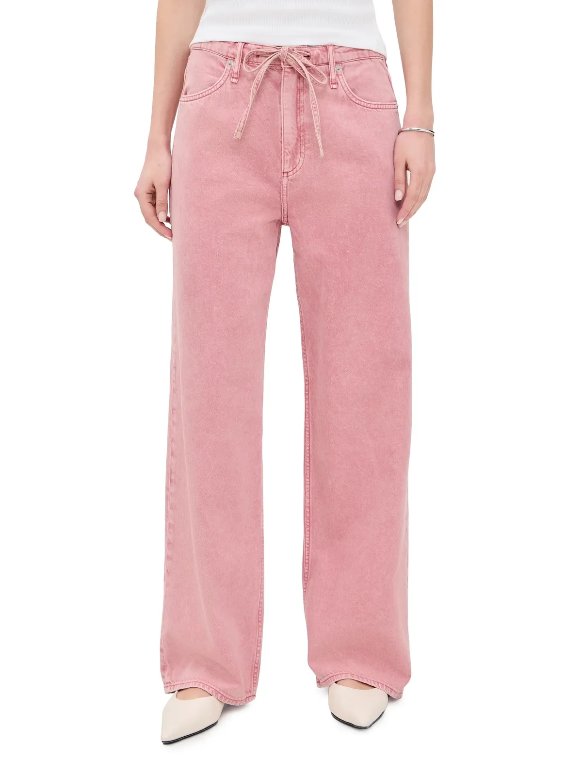 rag & bone フェザーウェイト Phoebe ドローストリング ジーンズ Raspberry - 画像1