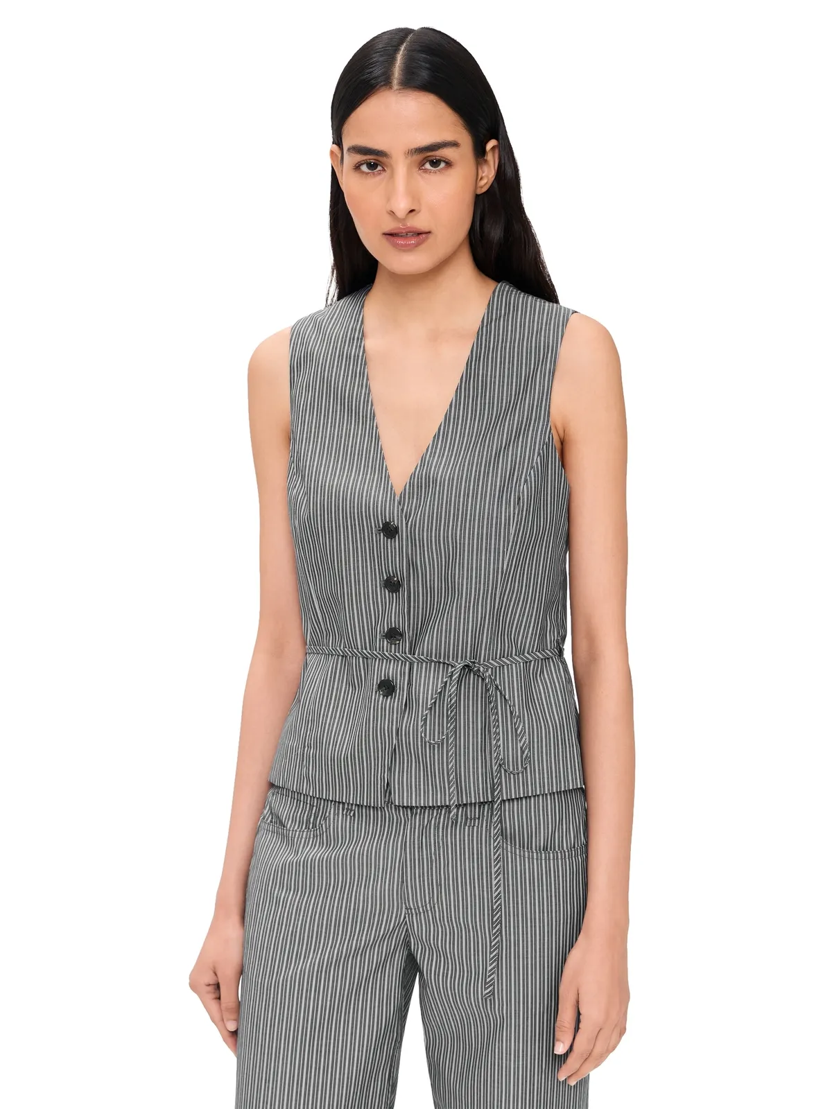 rag & bone Paulette ストライプ ポプリン ベスト Salst 0 - 画像1