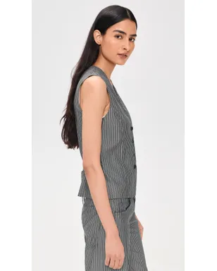 rag & bone Paulette ストライプ ポプリン ベスト Salst 0 - サムネイル4