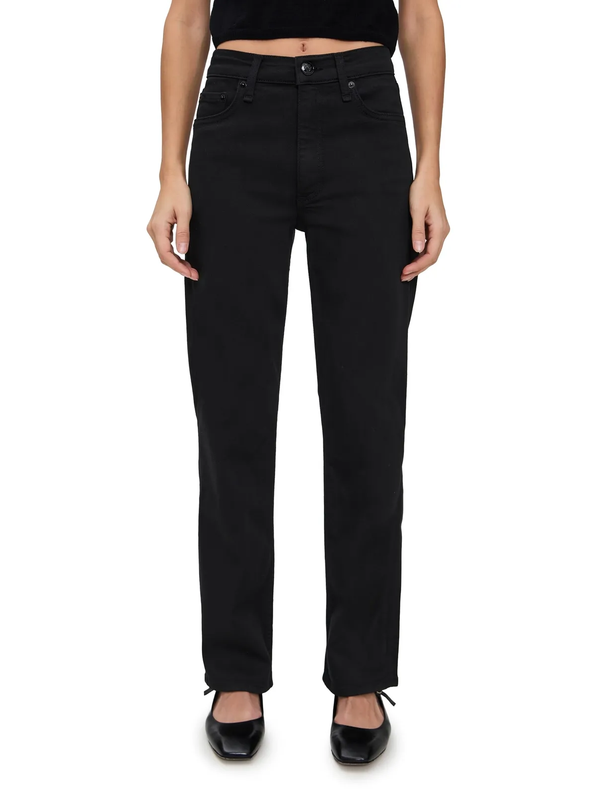 rag & bone Flexi Harlow ミッドライズ アンクルストレート ジーンズ ブラック - 画像1