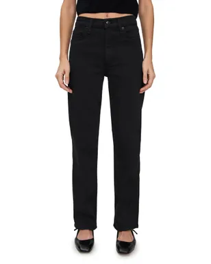 rag & bone Flexi Harlow ミッドライズ アンクルストレート ジーンズ ブラック - サムネイル1