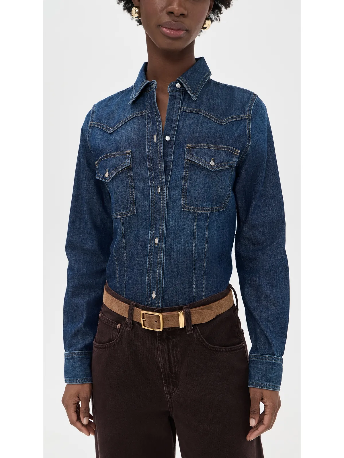 rag & bone × ボーイフレンド ベルト 2.0 チェスナット色スエード M - 画像3