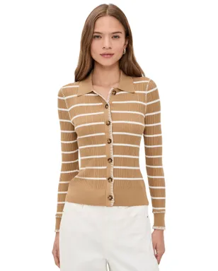 rag & bone Harper ストライプ カーディガン キャメル - サムネイル1